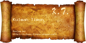 Kulman Timon névjegykártya